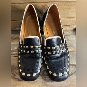 Tory Burch Black Flats with Gold Accents